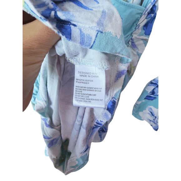 Yumi Kim Blue Floral Wrap Midi Maternity Dress Large Femme Romantic Cottagecore - Picture 7 of 9